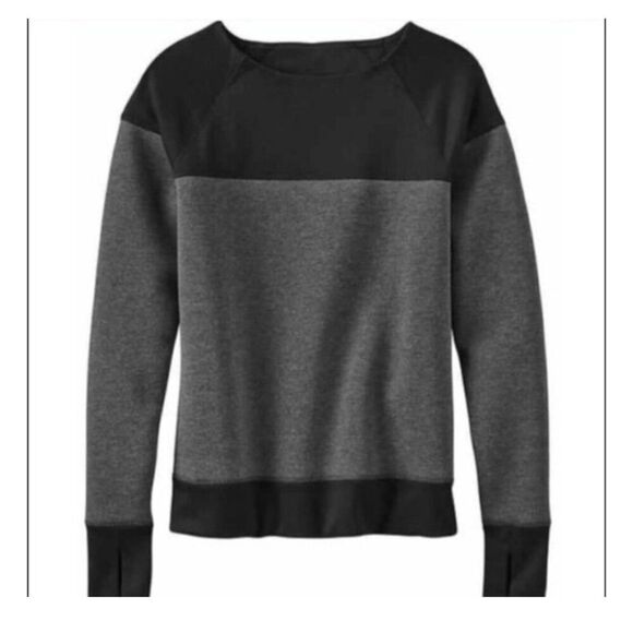 Athleta Fuse Sweatshirt Scuba Neoprene Black/Gray Color Block Pull Over XL - Picture 3 of 8